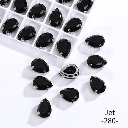 Acmore Crystal Crystals Rhinestone With Claw Strass Gems Sew on Rhinestone Drop Shape Crystal Fancy Stone With Claw for Garment