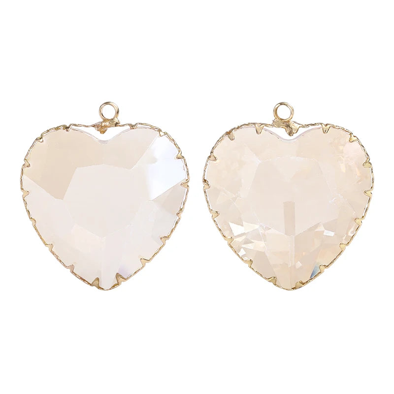 Acmore Crystal Peach Heart Transparent Crystal Glass Pendant with Claw Inlaid Rhinestone Pendant  Accessories for Earrings & Necklace