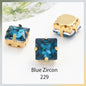 Acmore Crystal  Wholesale Colorful Sew on Stone Diamonds Square Shape Gold Claws Glass Rhinestones DIY Clothing Decorate