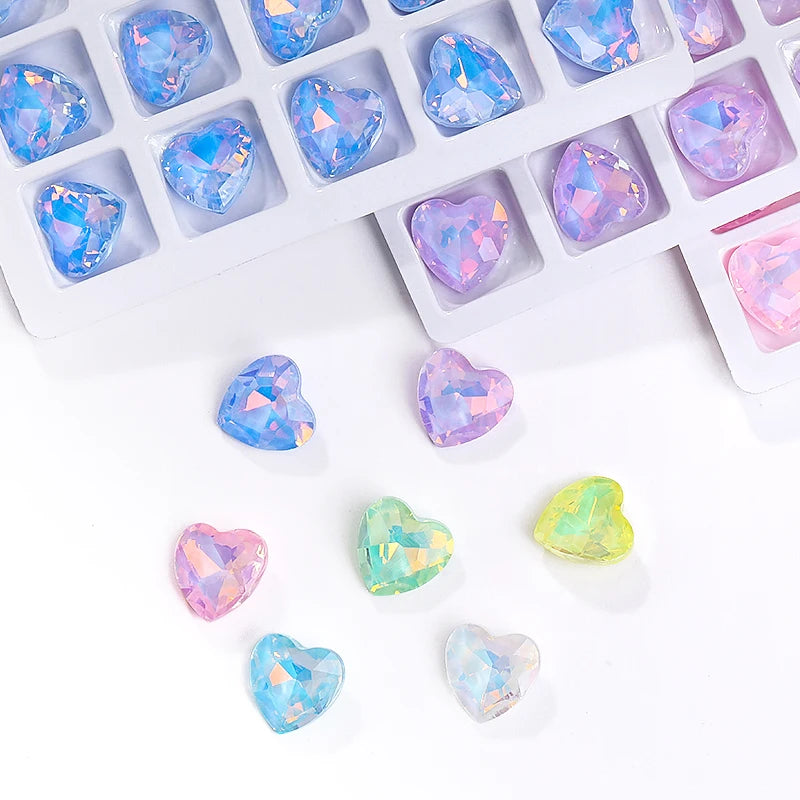 Acmore Crystal New Design Heart Shape Opal Mocha Rhinestones Point Back Glass Crystal Stones Fashion Clothing Decoration