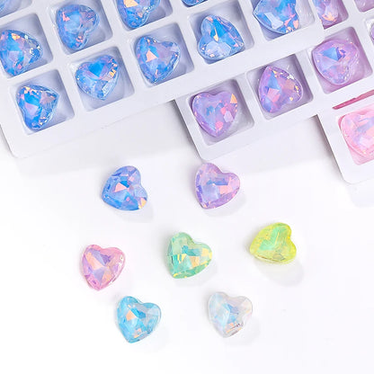Acmore Crystal New Design Heart Shape Opal Mocha Rhinestones Point Back Glass Crystal Stones Fashion Clothing Decoration