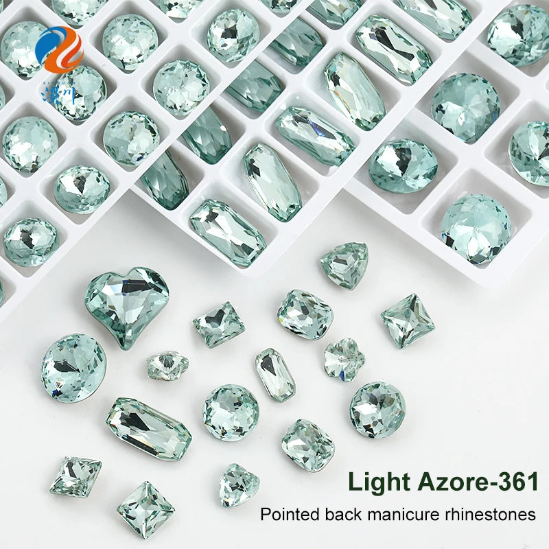 Acmore Crystal New Color Popular Light Azore K9 Glass Crystal Rhinestone Loose Jewelry Stone Glue on for DIY Nail Art Decoration