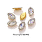 Acmore Crystal New Arrival Double-layers Navette Shape Flat Back Claw Rhinestones Golden Sunflower Sew-on Crystal Glass for Clothing