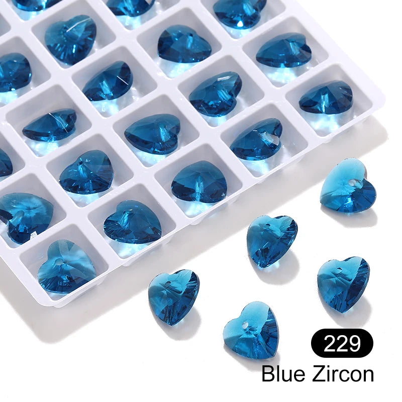 Acmore Crystal Heart Shape10MM K9 Loose Pointed Back Crystal Rhinestones for Jewelry Custom Pendant for Necklace Making