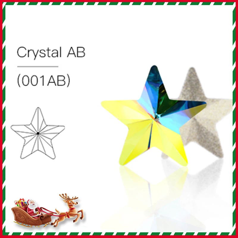 Acmore Crystal Christmas Series Star Shaped Crystal Stone Pointback Rhinestones Glass Nail Art Supplies Jewelry Decoration Diy Strass
