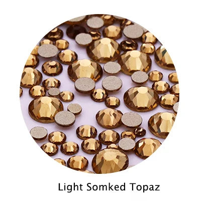 Acmore Crystal Gold Flat Back Round 40 Colors SS3-SS20 Mixed 3d Crystal ab Press on Nail Art Supplies Rhinestone Accessories