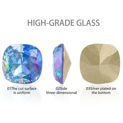 Acmore Crystal Wholesale Cushion Pointback Rhinestone K9 Glass Fancy Stone Loose Glass Design DIY Clothes Bags Shoes