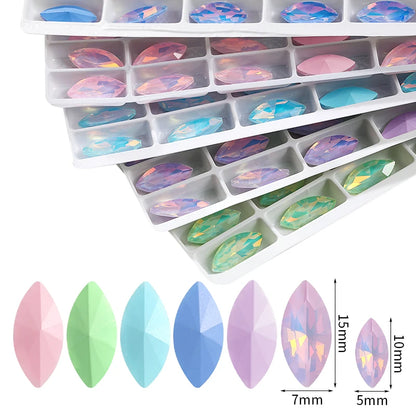 Xihcuan Wholesale Navette Shape Point Back Class Opal Mocha DE Rhinestones Glue on Clothes Fashion DIY Nail Art