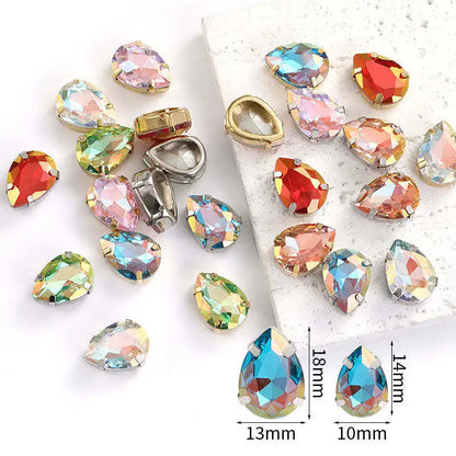Acmore Crystal High Quality Waterdrop  LA Series Piont Back Copper Claw  Rhinestones   for Sewing Accessories and Germant
