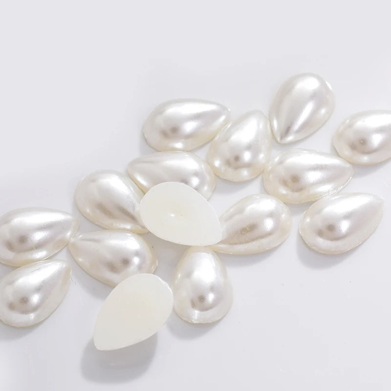 Acmore Crystal Drop Shaped Wholesale in Bulk Loose Pearling Flatback Semicircle Pearls Beads for Nail Art DIY Decor Garment Bags Shoes