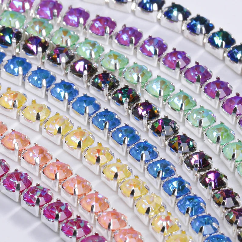 Acmore Crystal Hot Sale SS4-SS12 MI Series Color Shiny Round Stone Glass Silver Claw Rhinestones Chain Art Supplies DIY Accessories