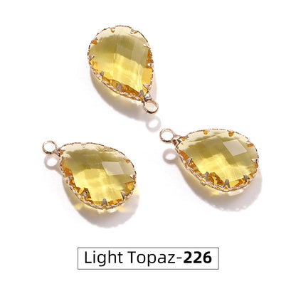 Acmore Crystal 13*18MM  Water Drop Transparent Crystal Glass Pendant with Claw Inlaid Rhinestone Pendant Accessories for Earrings & Necklace