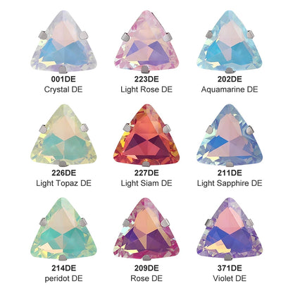 Acmore Crystal New Arrival 18MM  Triangle  Opal Mocha DE Series Rhinestone Claw  Sew on Crystal  With Claw DIY Art Decorations