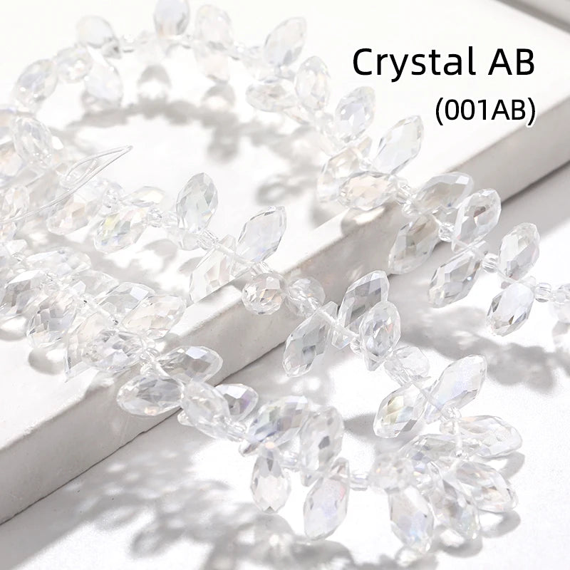 Acmore Crystal   6*12MM Water Drop Faceted Crystal Glass Beads Accessories for Bracelet Making 12 Colors  Loose Stone Glass Crafts