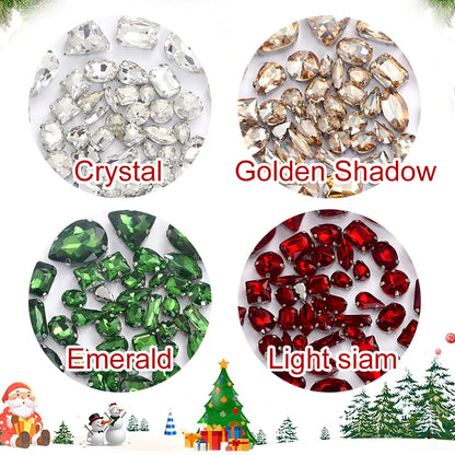 Acmore Crystal Christmas DIY Decoration Random Mixed Shapes Rhinestone With White k Stainless Steel Claw Setting Garment Accessories