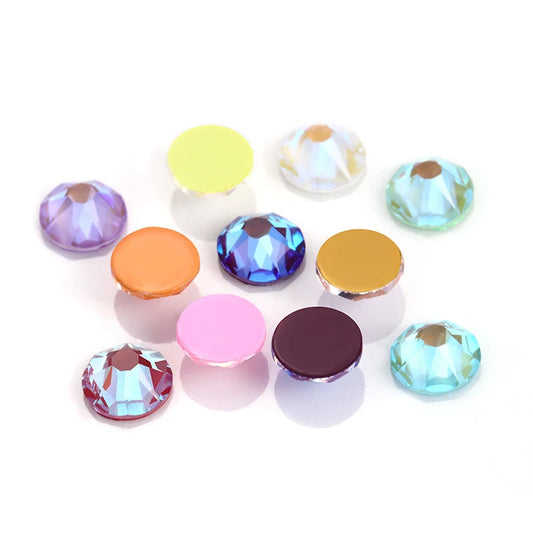 Acmore Crystal 16 Cuts MI Flat Back Non Hot Fix Glass Nail Rhinestones for Jewelry Making Nail Art Decoration