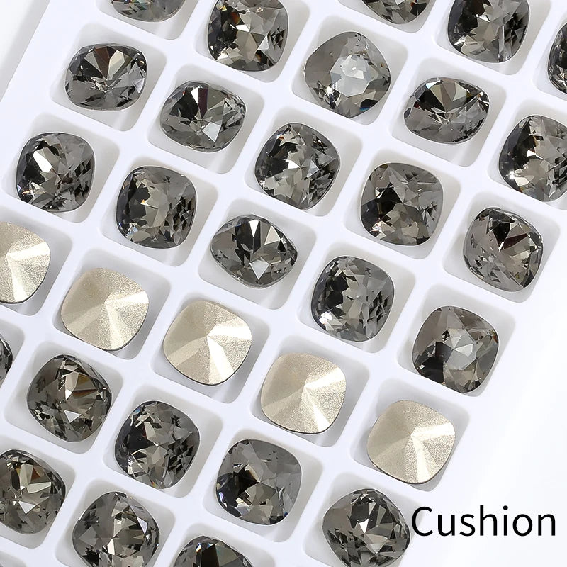 Acmore Crystal Hot Sale Black Diamond Series Crystal Stone Pointback Rhinestones Loose Glue on for Nails Clothes Decoration