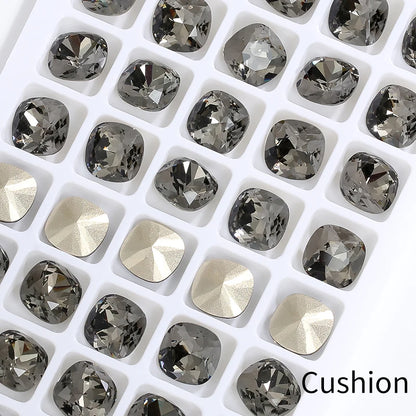 Acmore Crystal Hot Sale Black Diamond Series Crystal Stone Pointback Rhinestones Loose Glue on for Nails Clothes Decoration