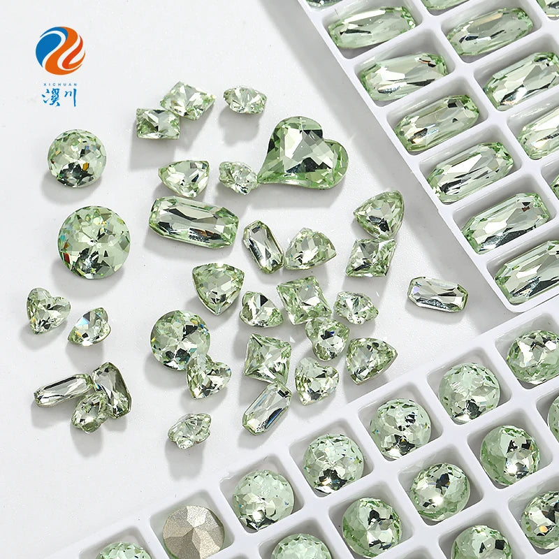 Acmore Crystal Design Chrysolite Series K9 Glass Various Shapes Rhinestone Loose Jewelry for Nail Art Rhinestones Fancy Decoration