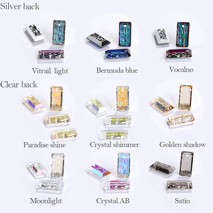 Acmore Crystal Relief Princess Baguete Shape Pendant Crystal Rhinestones Charms DIY Accessories for Necklace Earring Brooch Headwear