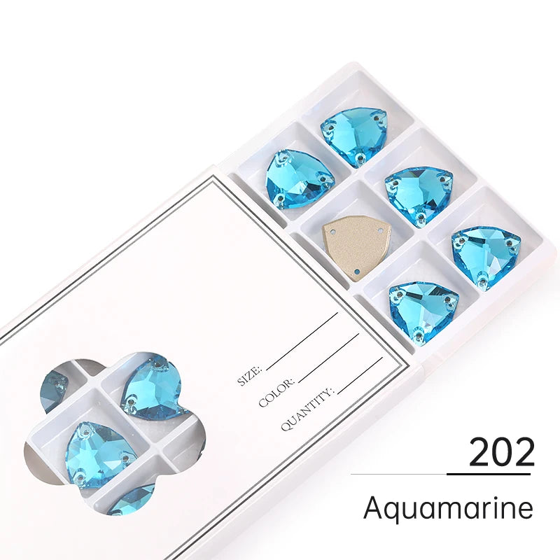Acmore Crystal Fat Triangle Hot Selling DIY Shiny Crystal K9 Glass Sew on Rhinestone Fancy Stones Strass for Wedding Dress Decoration