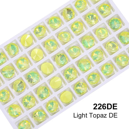 Acmore Crystal High Quality Colorful Point Back Rivoli Shape Glue on Rhinestones Glass Stones Crystal DIY Clothes Design