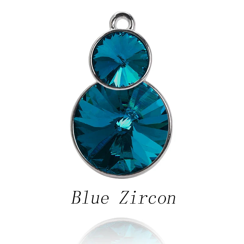 Acmore Crystal Double Rivoli Shaped Fancy Shiny 16 Colors Crystal Stones K9 Glass Alloy Back Pendant Necklace for DIY Earring Charms