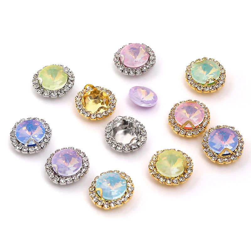 Acmore Crystal New Product Rivoli Shapes Flat Back Sew on Stone With Cup Chain Loose Rhinestones DIY Garment Shirt Shoes Bags