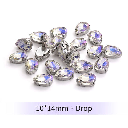 Acmore Crystal Moonlight Mixed Shapes Sew on Rhinestone With Silver Claw Setting DIY for Festival Decoration Accessories