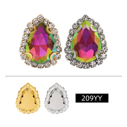 Acmore Crystal New Arrival 3D Piont Back Glass Rhinestone with Brass Caw Shadow Series Tear Drop Nail Art Rhinestones Charm for Cloth