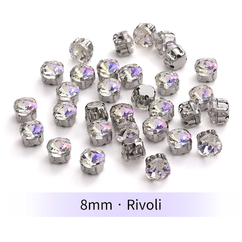 Acmore Crystal Moonlight Mixed Shapes Sew on Rhinestone With Silver Claw Setting DIY for Festival Decoration Accessories