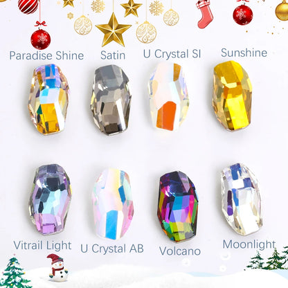 Acmore Crystal New Design Meteor Shaped Christmas Series Point Back Rhinestone K9 Glass Nail Art Supplies DIY Decoration Accessories