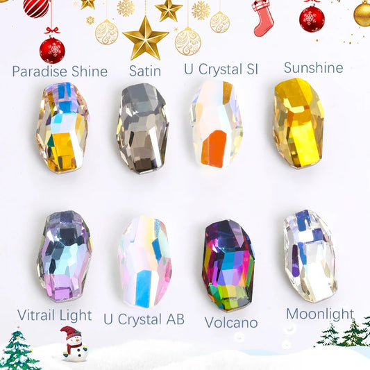 Acmore Crystal New Design Meteor Shaped Christmas Series Point Back Rhinestone K9 Glass Nail Art Supplies DIY Decoration Accessories