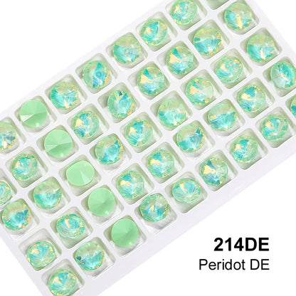 Acmore Crystal High Quality Colorful Point Back Rivoli Shape Glue on Rhinestones Glass Stones Crystal DIY Clothes Design