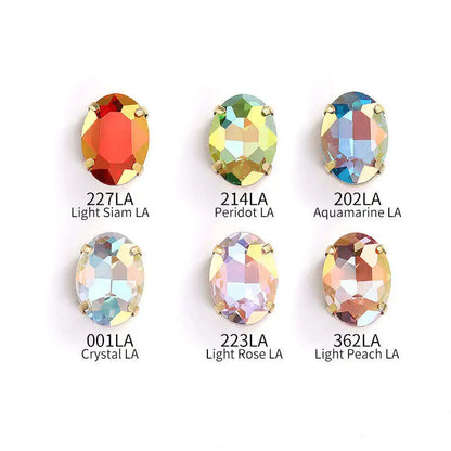 Acmore Crystal High Quality  Oval LA Series Point Back Glass Stone With Claw Rhinestones for Sewing Accessories