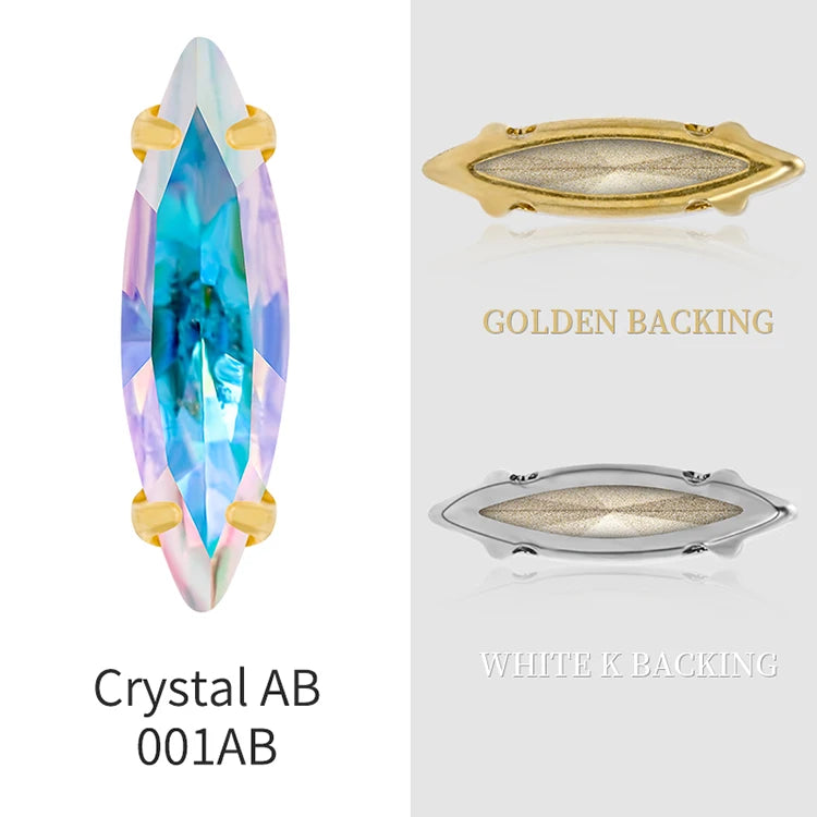 20 Colors Rhinestones Claw Settings Sew on Stones Crystal Rhinestones Gold Navette Claw Stones Navette Claw Stones