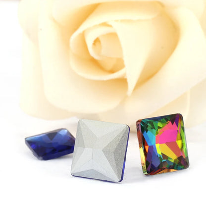 Hot Sale Square Fancy Stone Colorful Crystal Jewelry Point Back Rhinestones