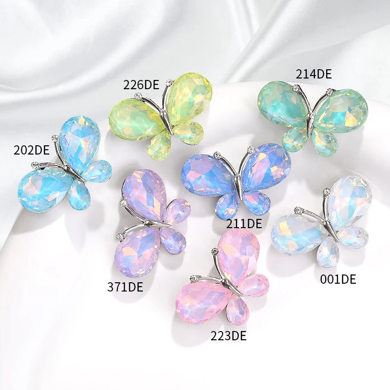 Acmore Crystal New Design Loose Stone Butterfly Alloy Flower Shapes Crystal Point Back Rhinestone DIY Clothes Decoration