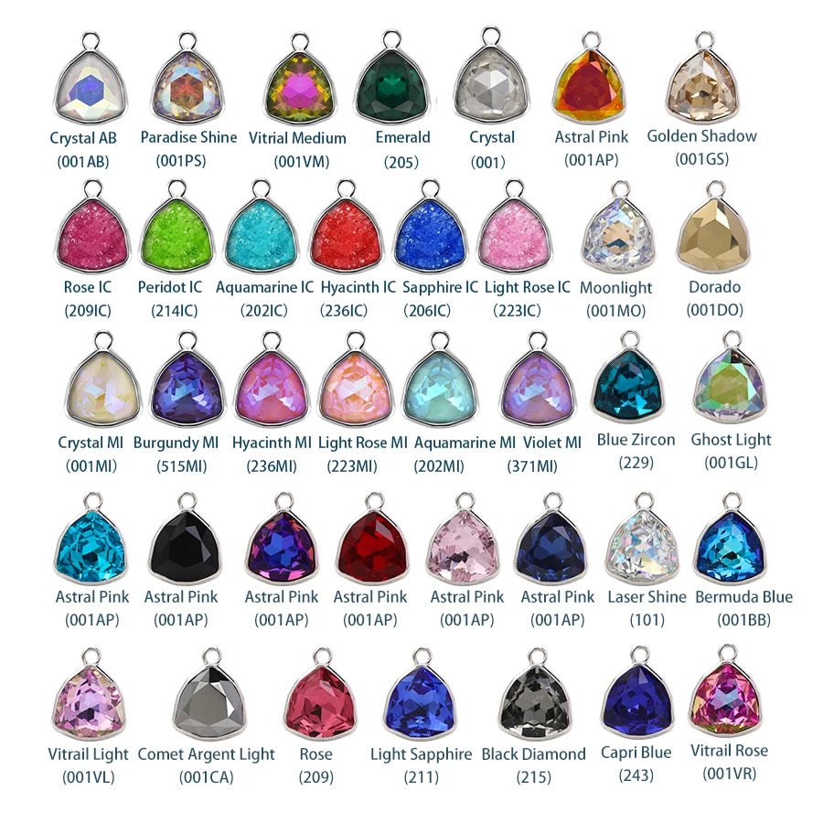 Acmore Crystal Fat Triangle Shape Shiny Color Stone Alloy Back Pendant Necklace Diy for Brooch Earring Brooch Bracelet Hair Accessories