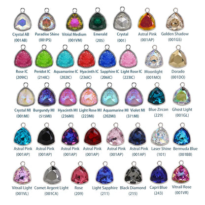 Acmore Crystal Fat Triangle Shape Shiny Color Stone Alloy Back Pendant Necklace Diy for Brooch Earring Brooch Bracelet Hair Accessories