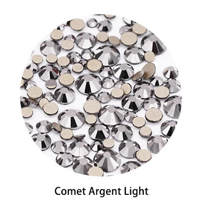 Acmore Crystal Gold Flat Back Round 40 Colors SS3-SS20 Mixed 3d Crystal ab Press on Nail Art Supplies Rhinestone Accessories