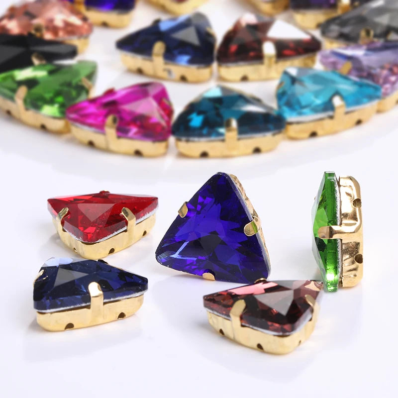 Acmore Crystal  New Fashion Apparel Wedding Shoes Diy Accessories Hand - Sew-on Diamond Triangle Glass Claw Rhinestones Jewelry