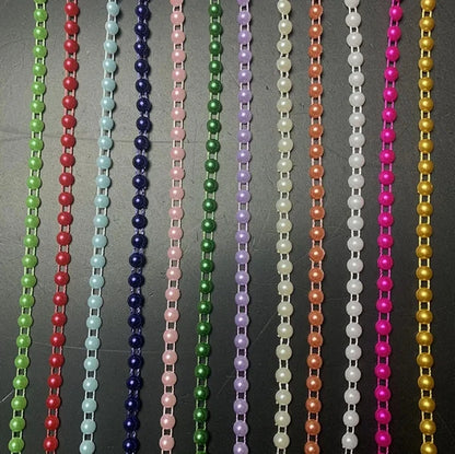 Acmore Crystal  4mm Craft Imitation Pearl Beads Cotton Line Chain for DIY Wedding Party Decoration Party Jewelry Findings Accessories