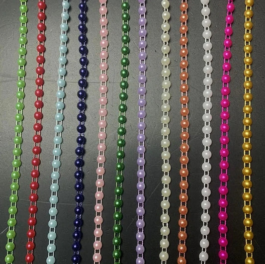 Acmore Crystal  4mm Craft Imitation Pearl Beads Cotton Line Chain for DIY Wedding Party Decoration Party Jewelry Findings Accessories