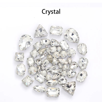 Acmore Crystal Mixed Shapes 22 Colors Four-point Stainless Steel Claw Loose Sew on Crystal Stone Glass DIY Rhinestone With Claw Setting
