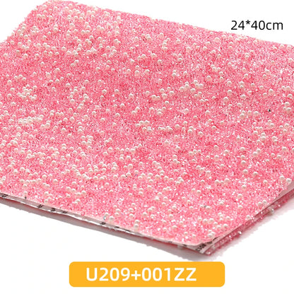 Acmore Crystal 24*40CM Pearl Mesh Trimming Net Colorful Resin Best Rhinestone DIY Purse Applique  for Wedding & Dress