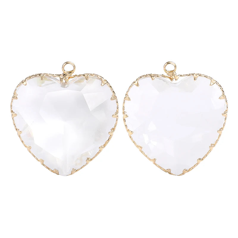 Acmore Crystal Peach Heart Transparent Crystal Glass Pendant with Claw Inlaid Rhinestone Pendant  Accessories for Earrings & Necklace