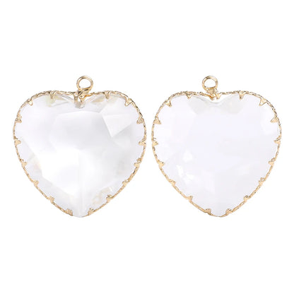 Acmore Crystal Peach Heart Transparent Crystal Glass Pendant with Claw Inlaid Rhinestone Pendant  Accessories for Earrings & Necklace