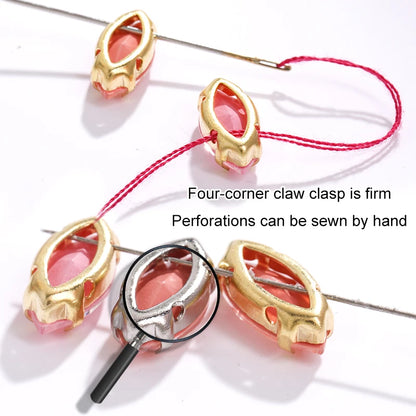 Acmore Crystal Navette Shaped Aurora Mocha Rhinestone Strass Crystal Stones With Hollow Copper Claw Sew on Garment DIY Accessories