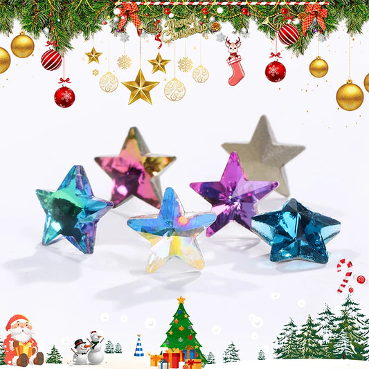 Acmore Crystal Christmas Series Star Shaped Crystal Stone Pointback Rhinestones Glass Nail Art Supplies Jewelry Decoration Diy Strass